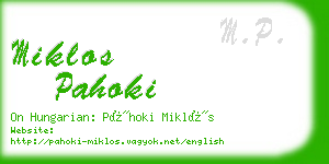miklos pahoki business card